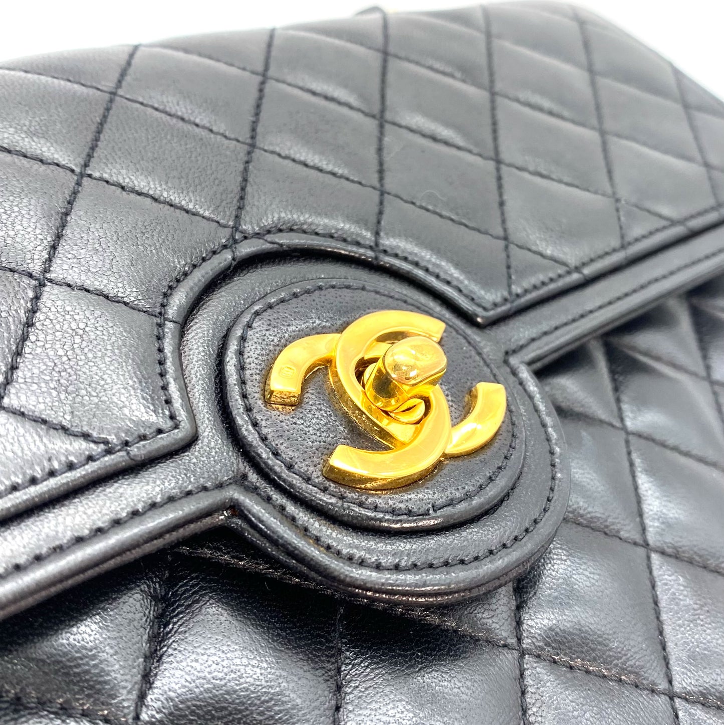Leonor, 0 Series Seasonal Flap Black Lambskin Gold Hardware with seal and card