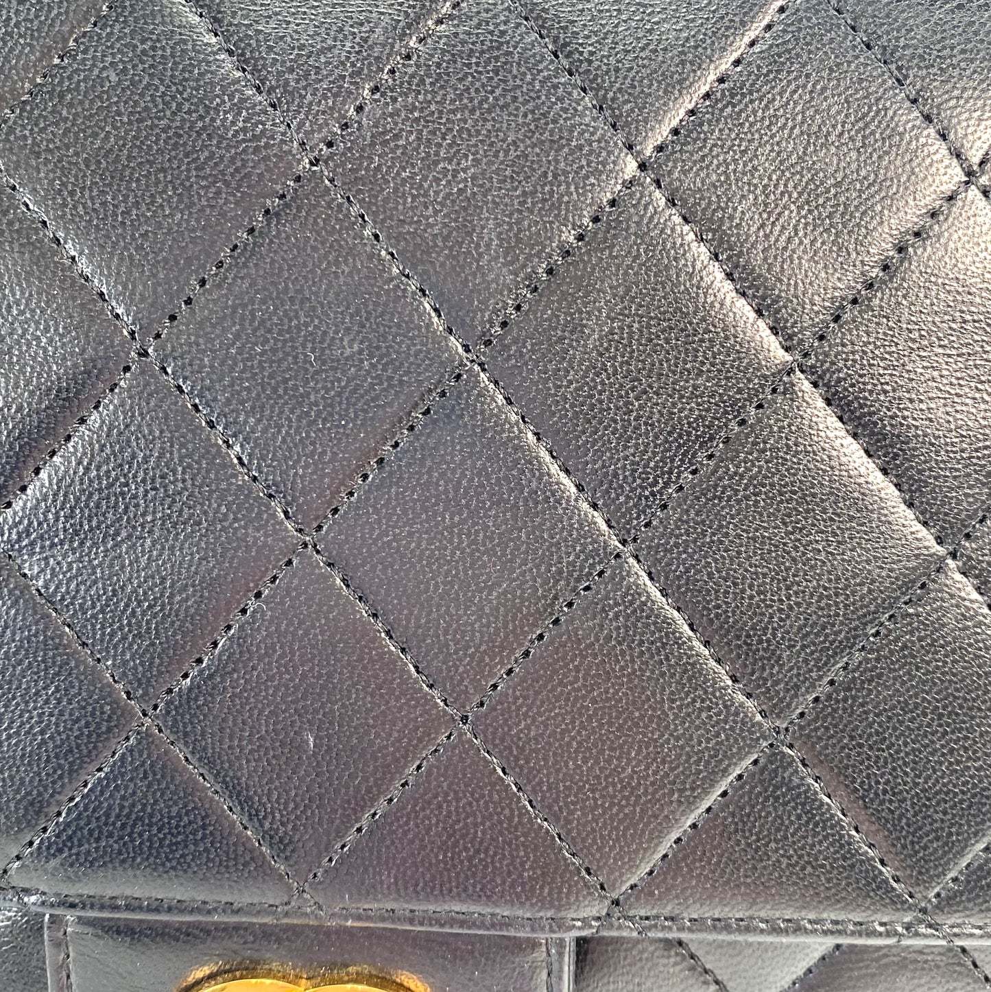 Ronan, 0 Series Straight Flap Black Lambskin Gold Hardware with seal and card