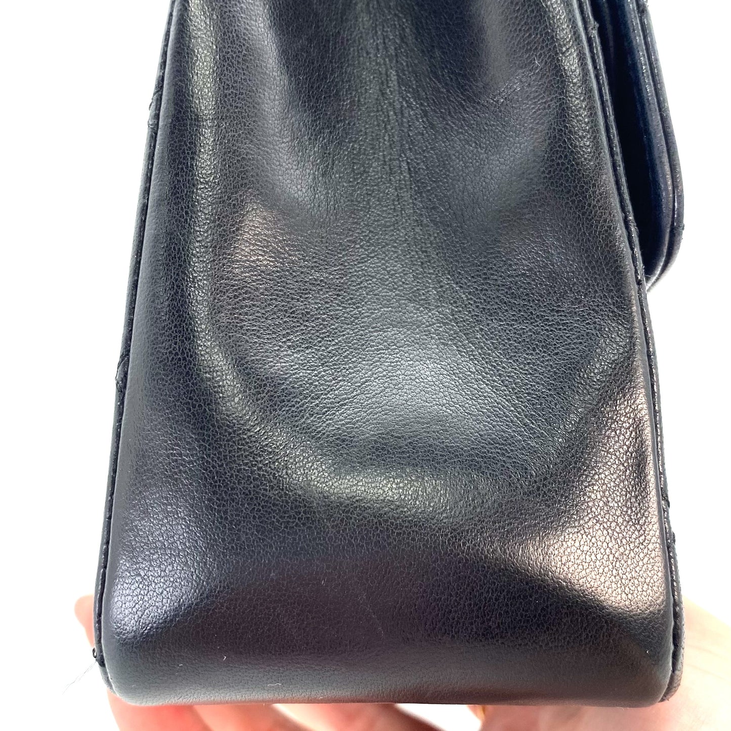 Ronan, 0 Series Straight Flap Black Lambskin Gold Hardware with seal and card