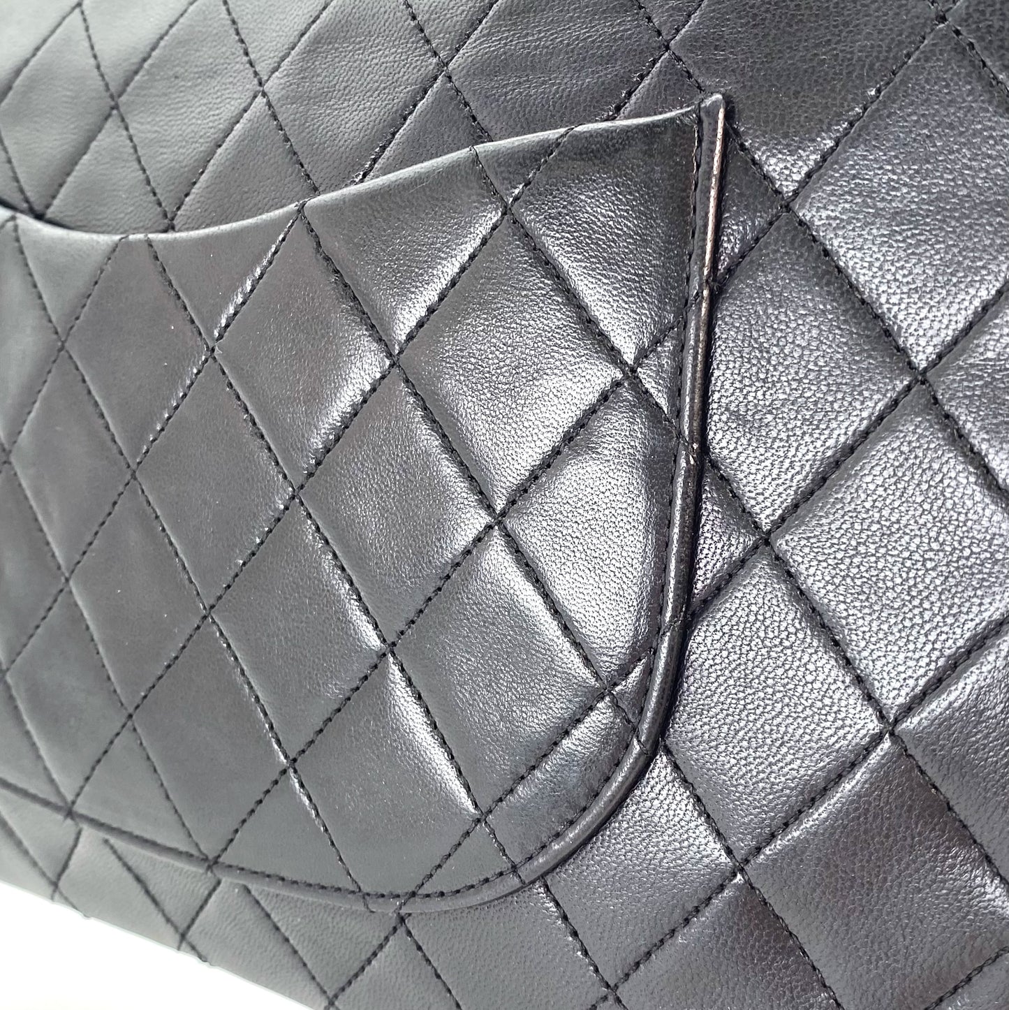 Ronan, 0 Series Straight Flap Black Lambskin Gold Hardware with seal and card