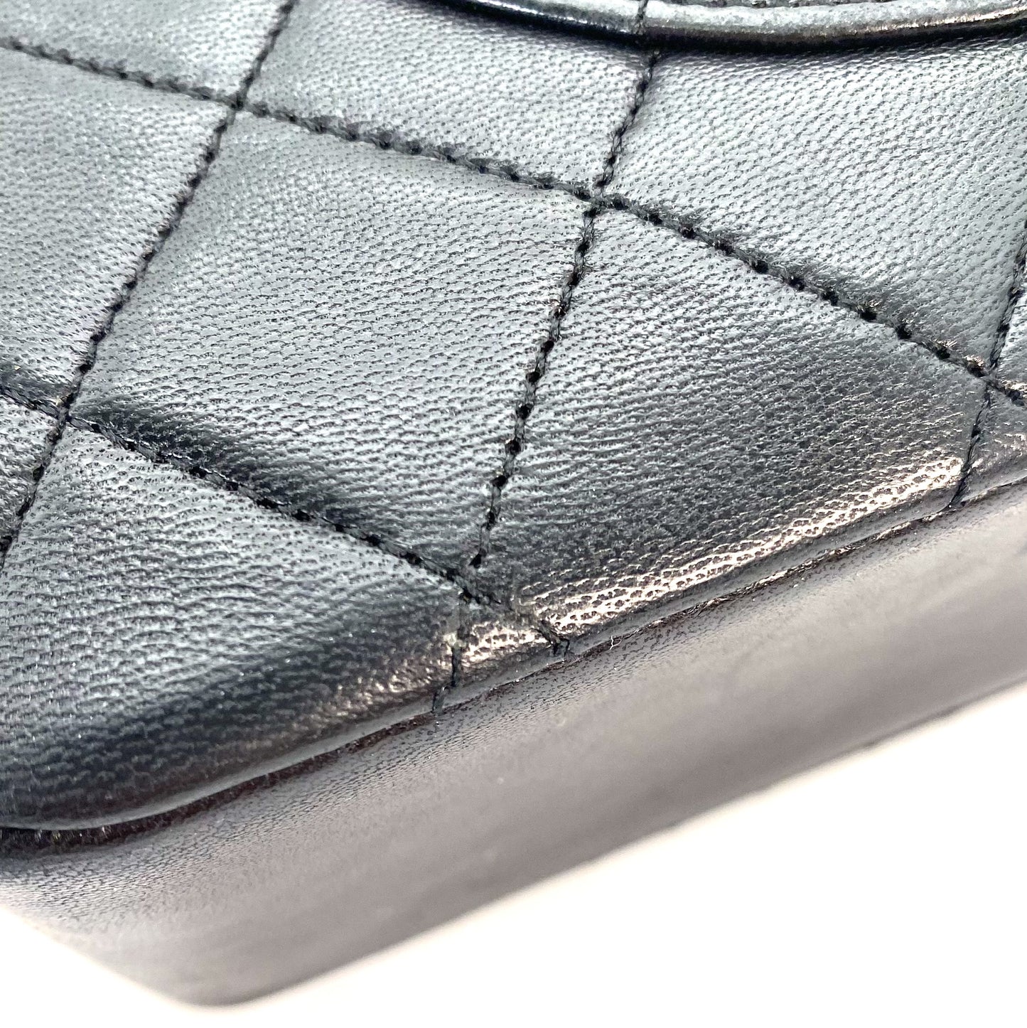 Ronan, 0 Series Straight Flap Black Lambskin Gold Hardware with seal and card