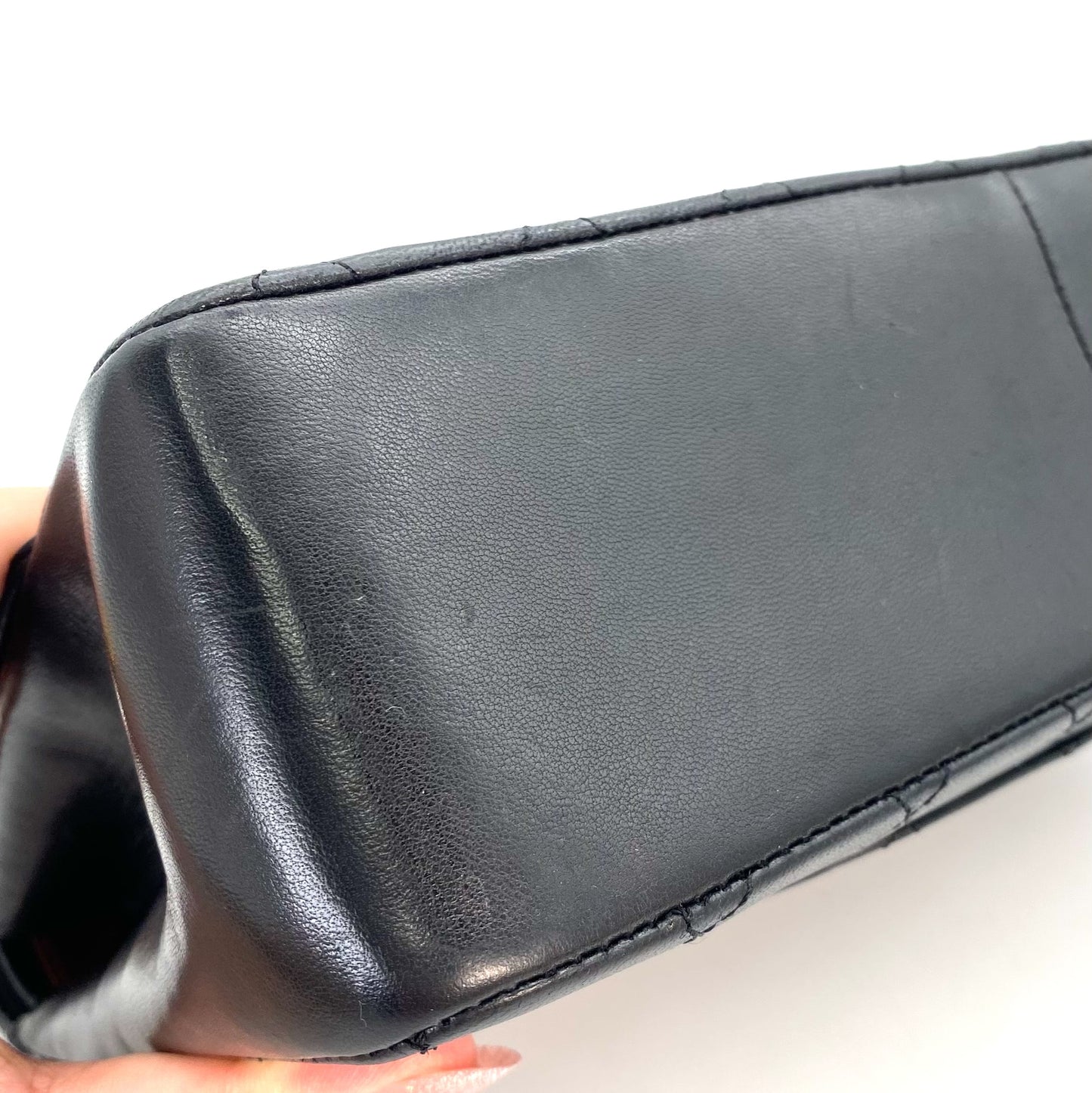 Ronan, 0 Series Straight Flap Black Lambskin Gold Hardware with seal and card