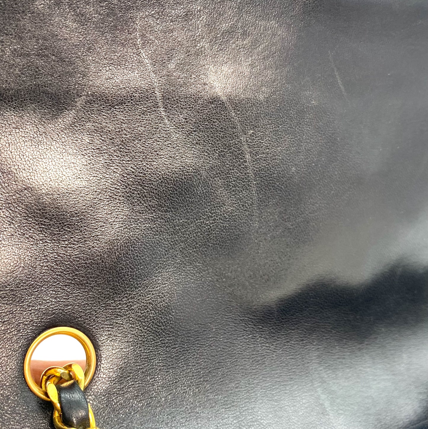 Ronan, 0 Series Straight Flap Black Lambskin Gold Hardware with seal and card