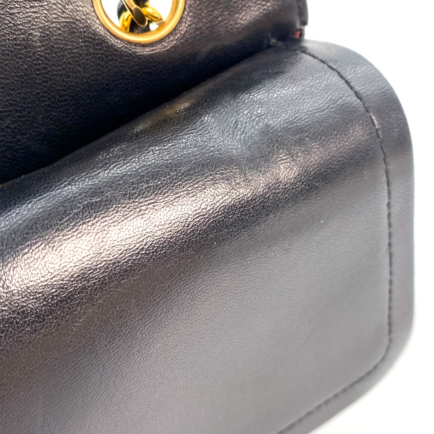 Ronan, 0 Series Straight Flap Black Lambskin Gold Hardware with seal and card