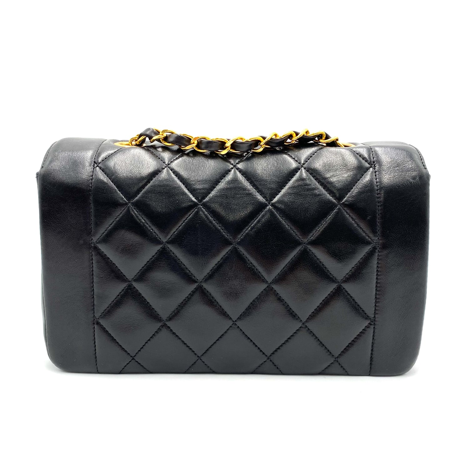 Enrique, 2 Series Small Black Lambskin Diana with seal and card