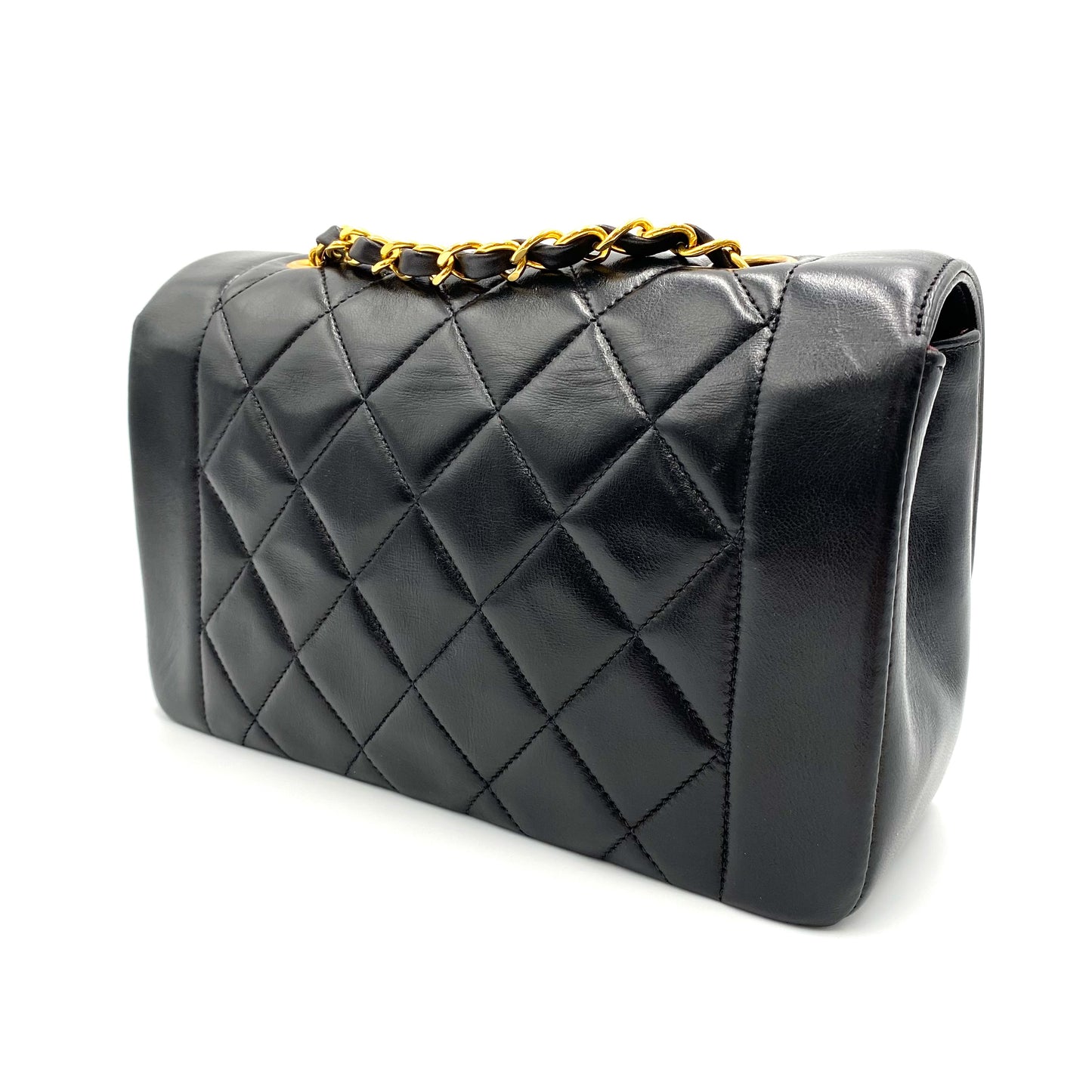 Enrique, 2 Series Small Black Lambskin Diana with seal and card