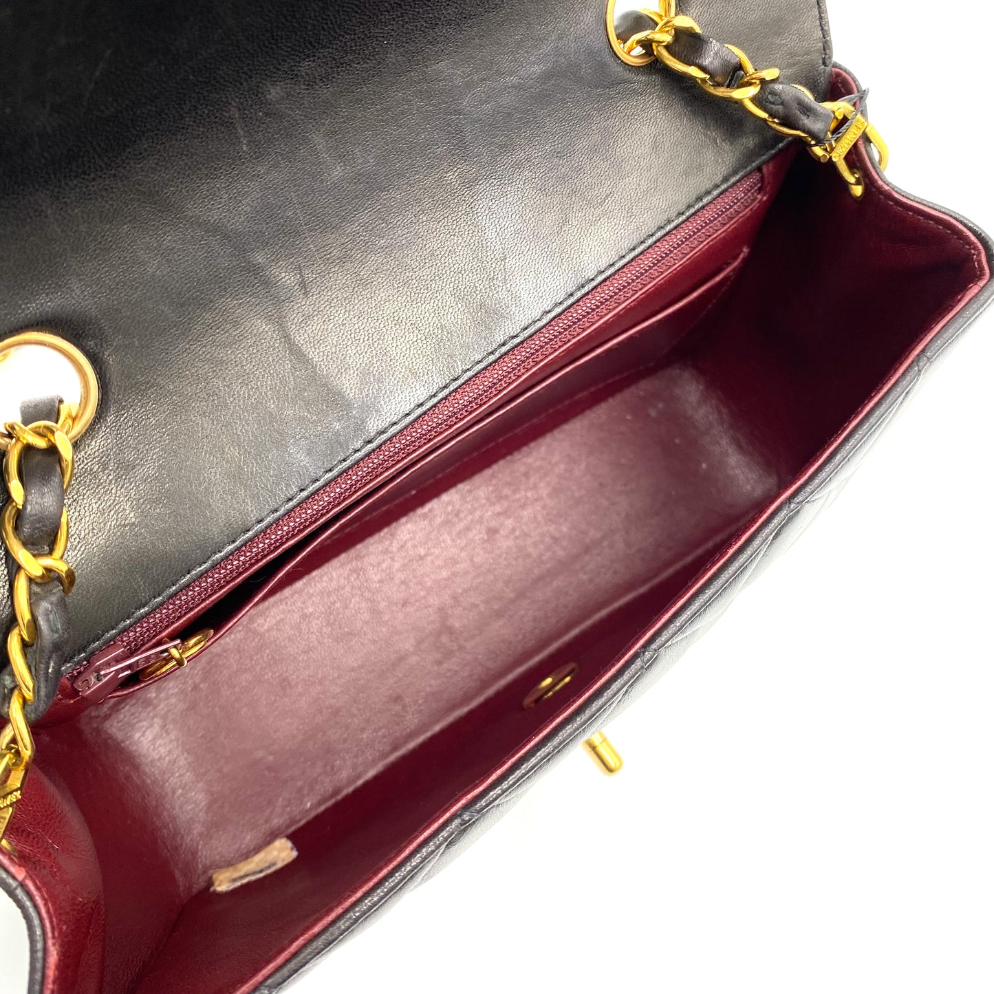 Enrique, 2 Series Small Black Lambskin Diana with seal and card