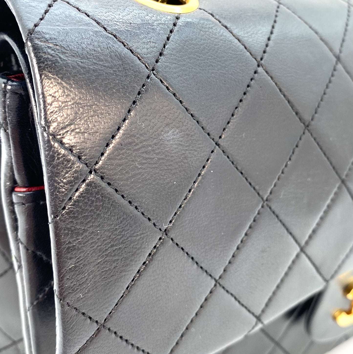 Miata, 1 Series Medium Classic Flap Black Lambskin with seal and card