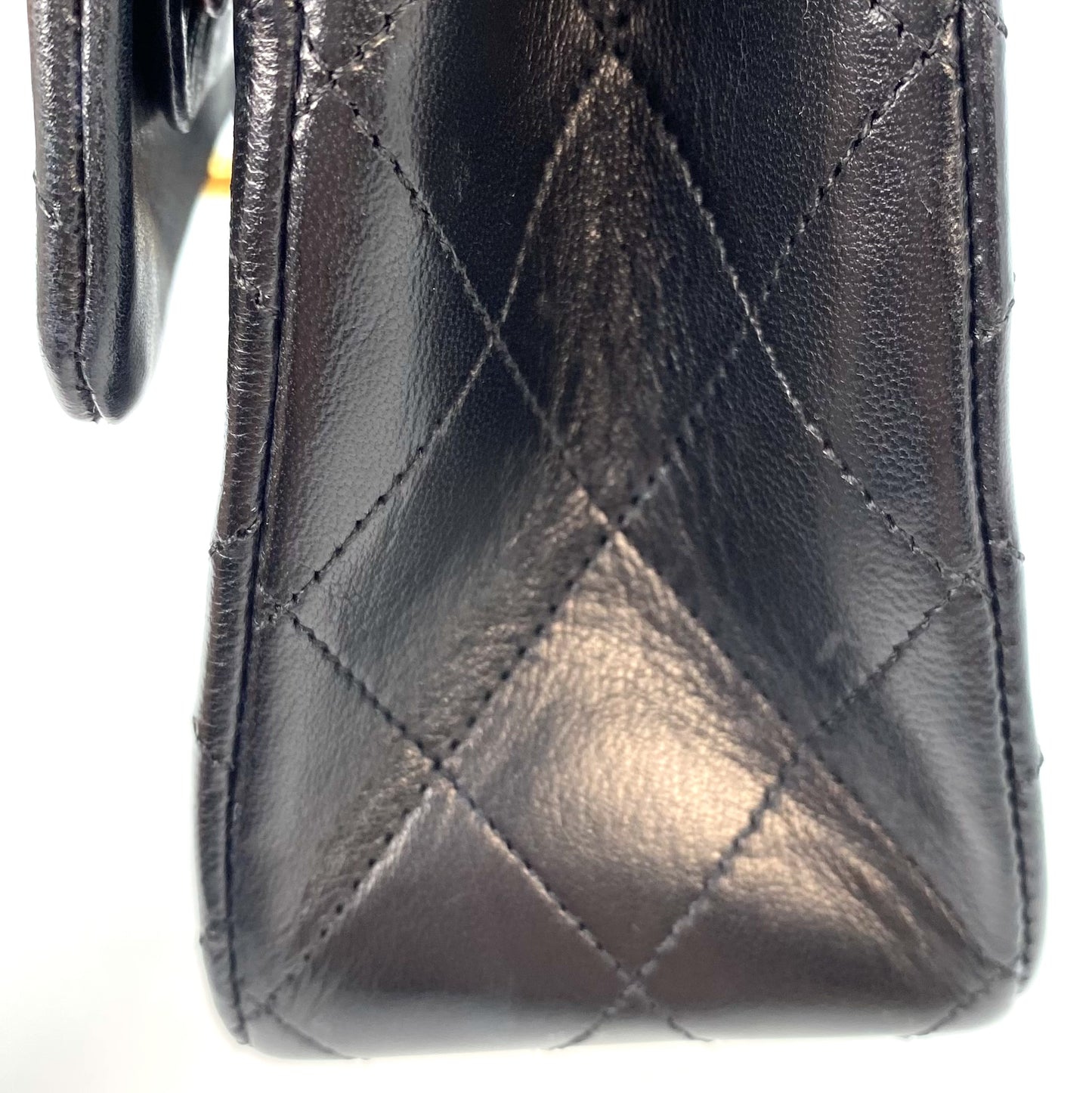 Miata, 1 Series Medium Classic Flap Black Lambskin with seal and card