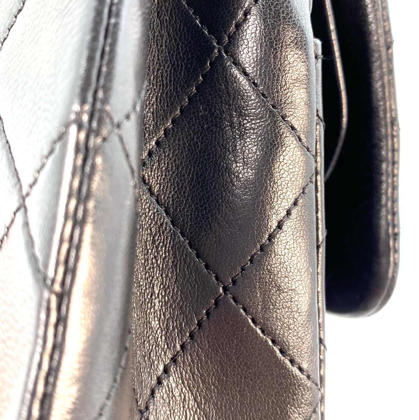 Miata, 1 Series Medium Classic Flap Black Lambskin with seal and card