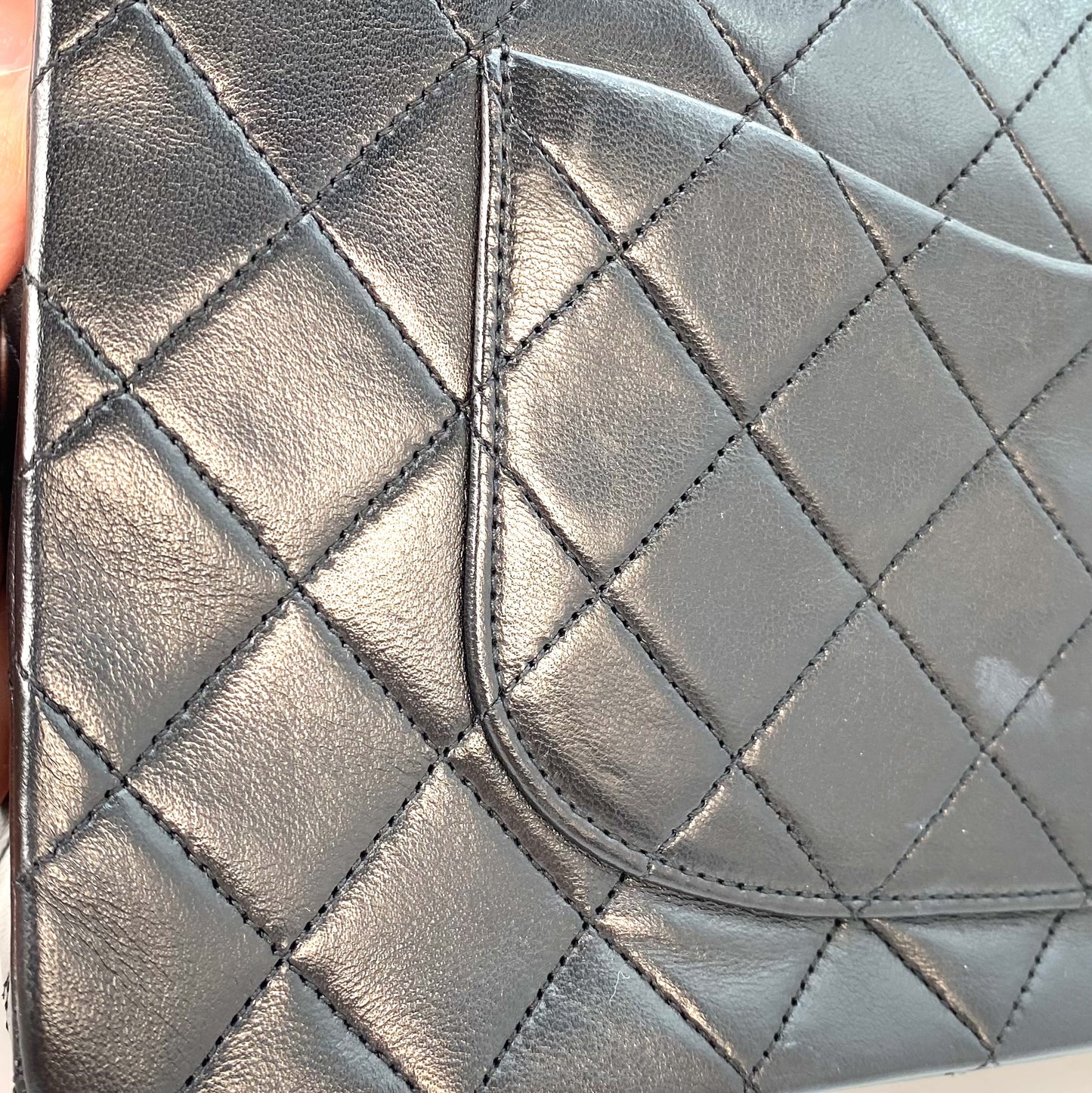 Miata, 1 Series Medium Classic Flap Black Lambskin with seal and card