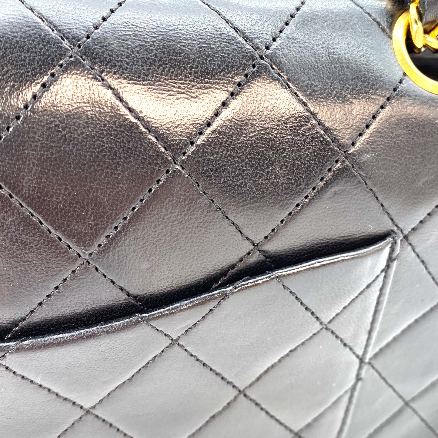 Miata, 1 Series Medium Classic Flap Black Lambskin with seal and card