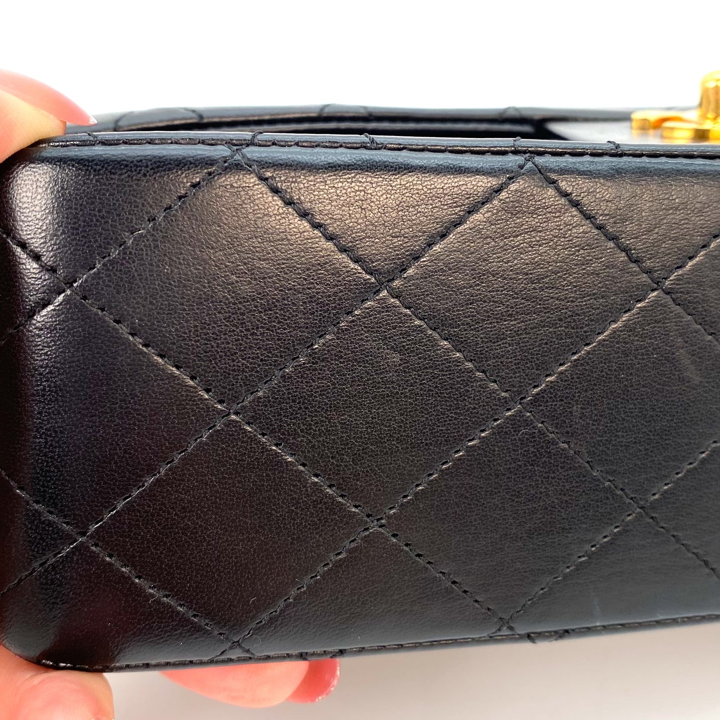 Miata, 1 Series Medium Classic Flap Black Lambskin with seal and card