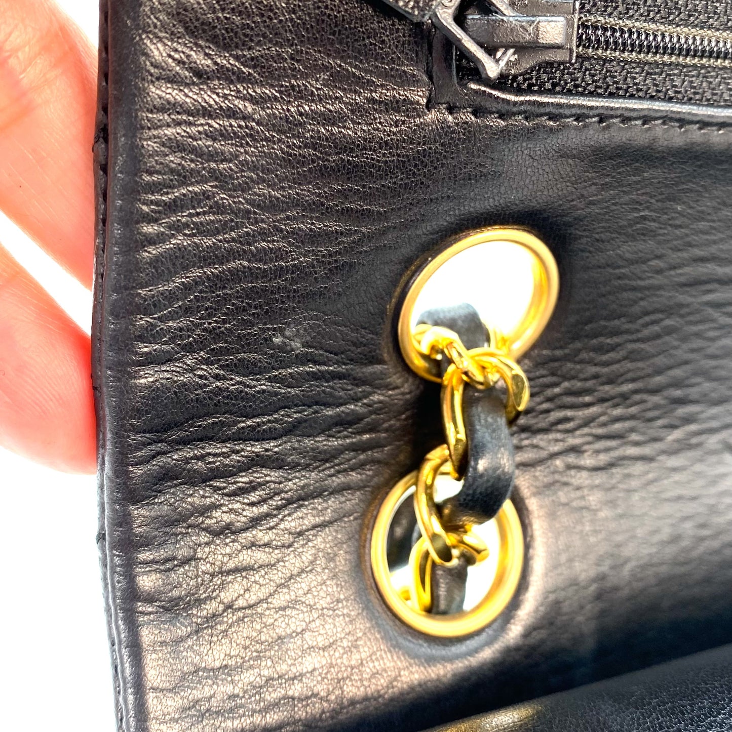 Miata, 1 Series Medium Classic Flap Black Lambskin with seal and card