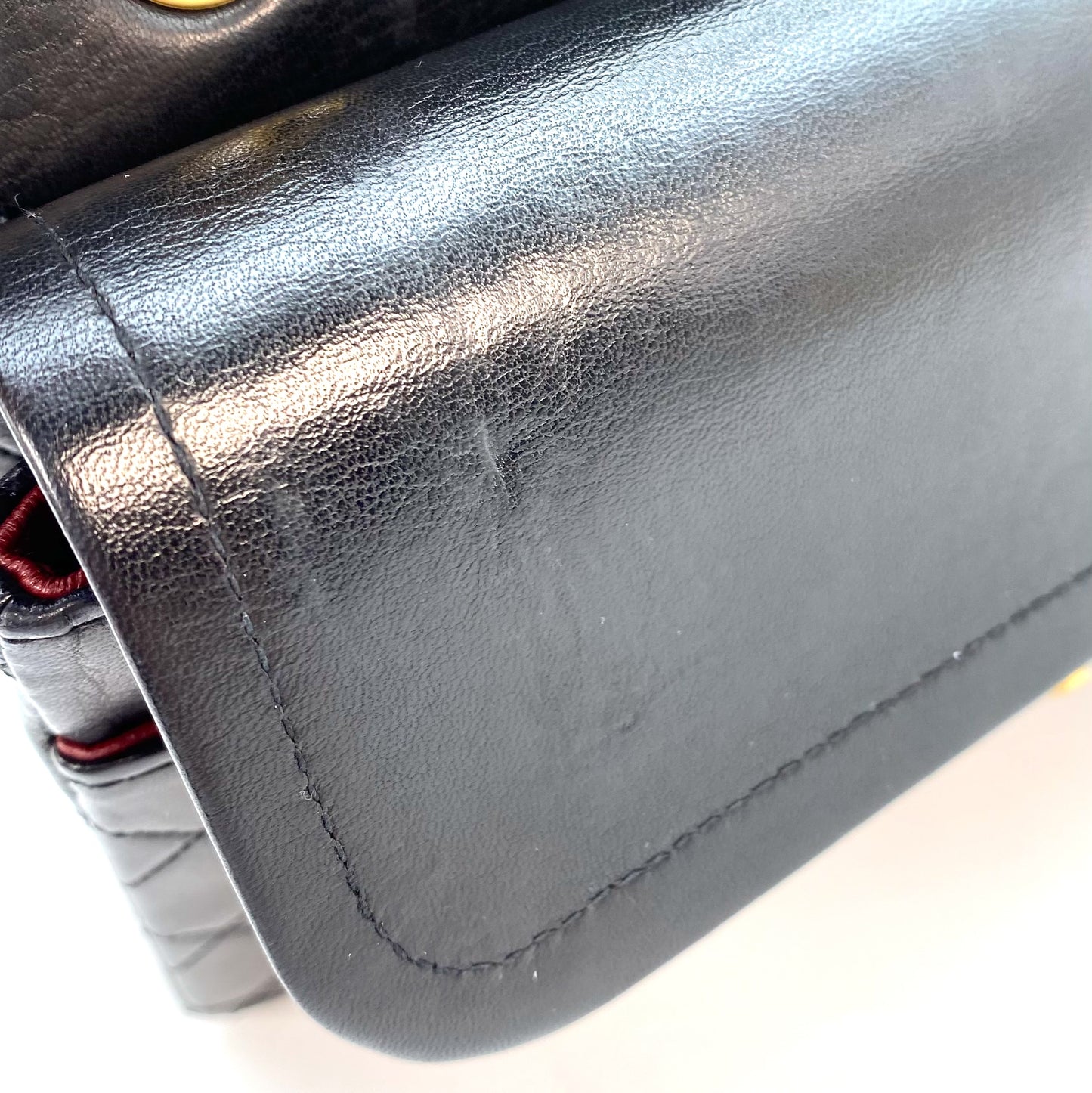 Miata, 1 Series Medium Classic Flap Black Lambskin with seal and card