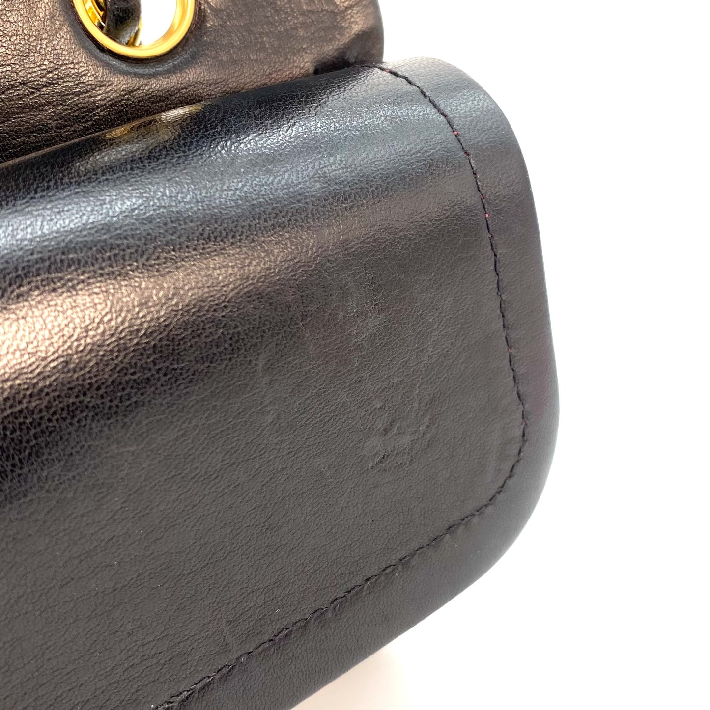 Miata, 1 Series Medium Classic Flap Black Lambskin with seal and card