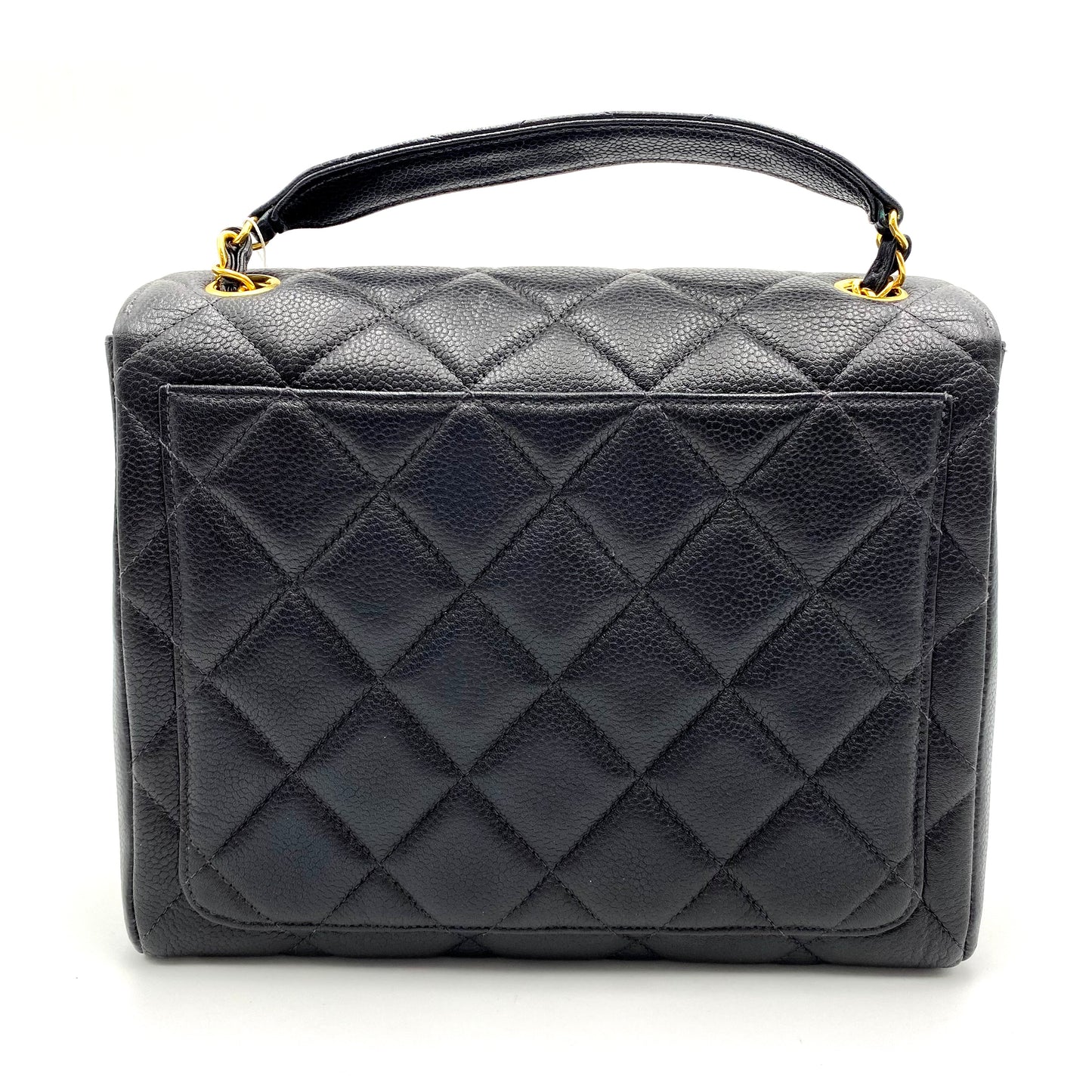 Sanford, 4 series 23cm black chain caviar bag with seal and card