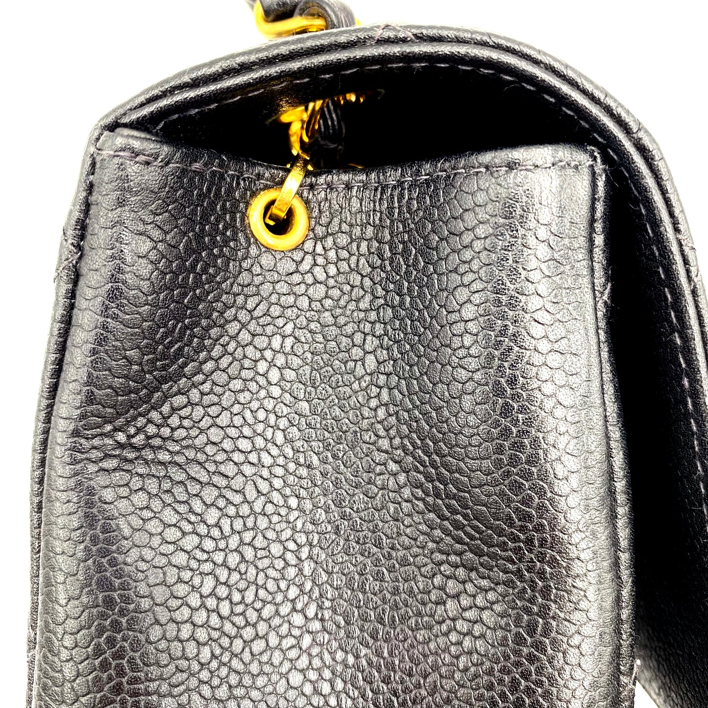 Sanford, 4 series 23cm black chain caviar bag with seal and card