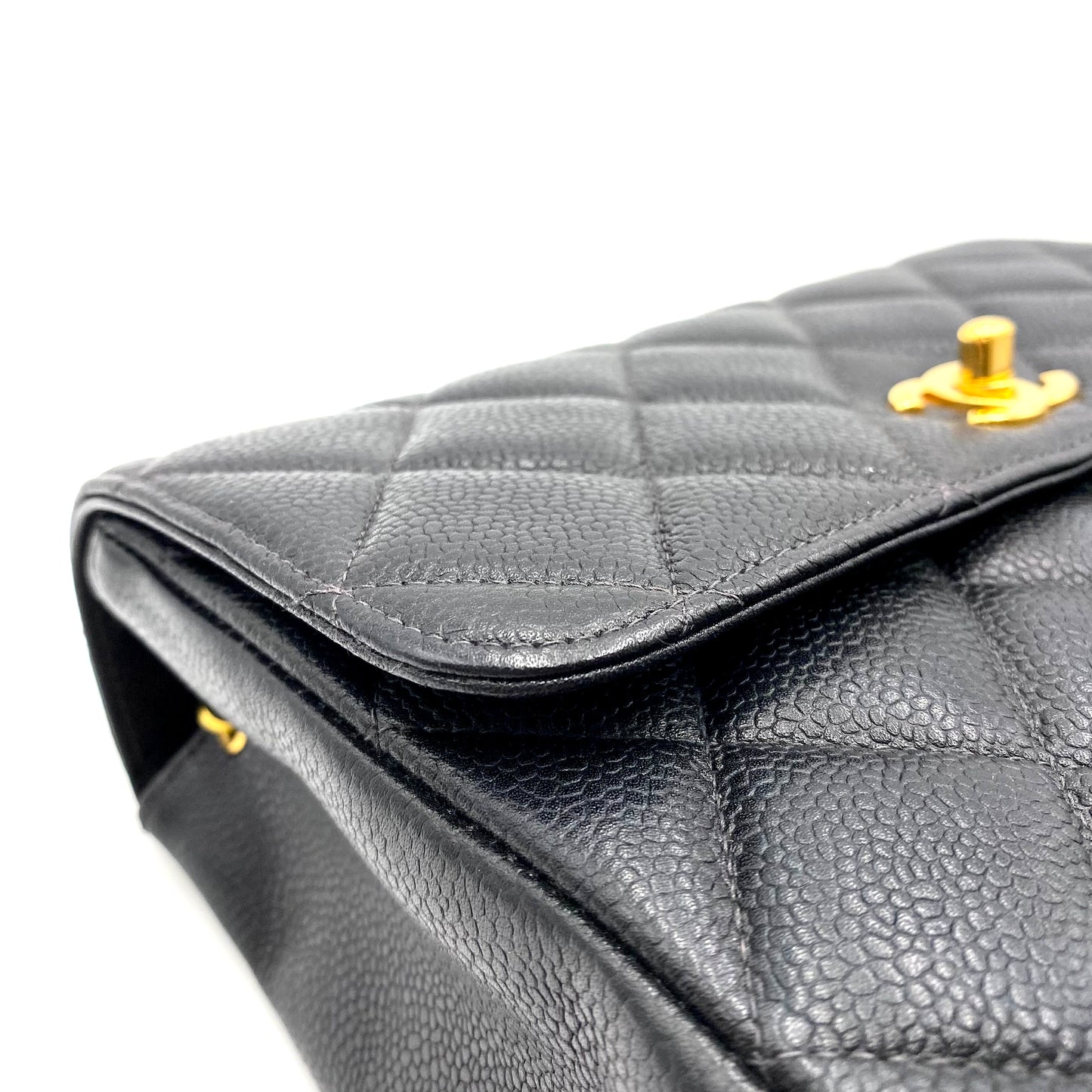 Sanford, 4 series 23cm black chain caviar bag with seal and card