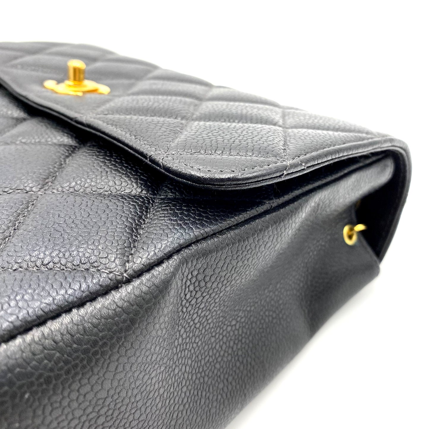 Sanford, 4 series 23cm black chain caviar bag with seal and card