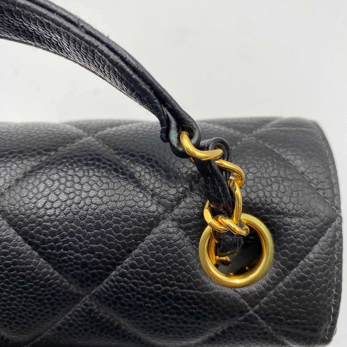 Sanford, 4 series 23cm black chain caviar bag with seal and card