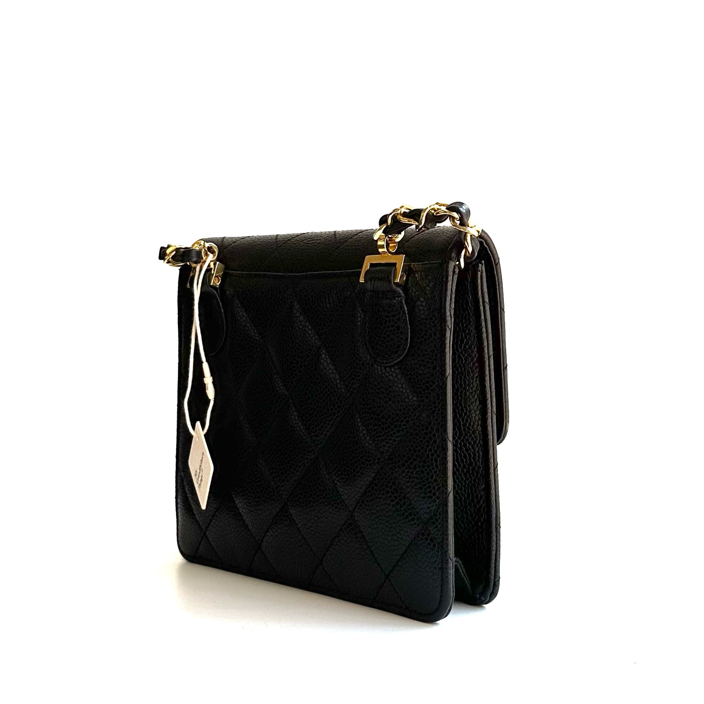Paris, 2 Series Chain Black Caviar Mini with seal and card
