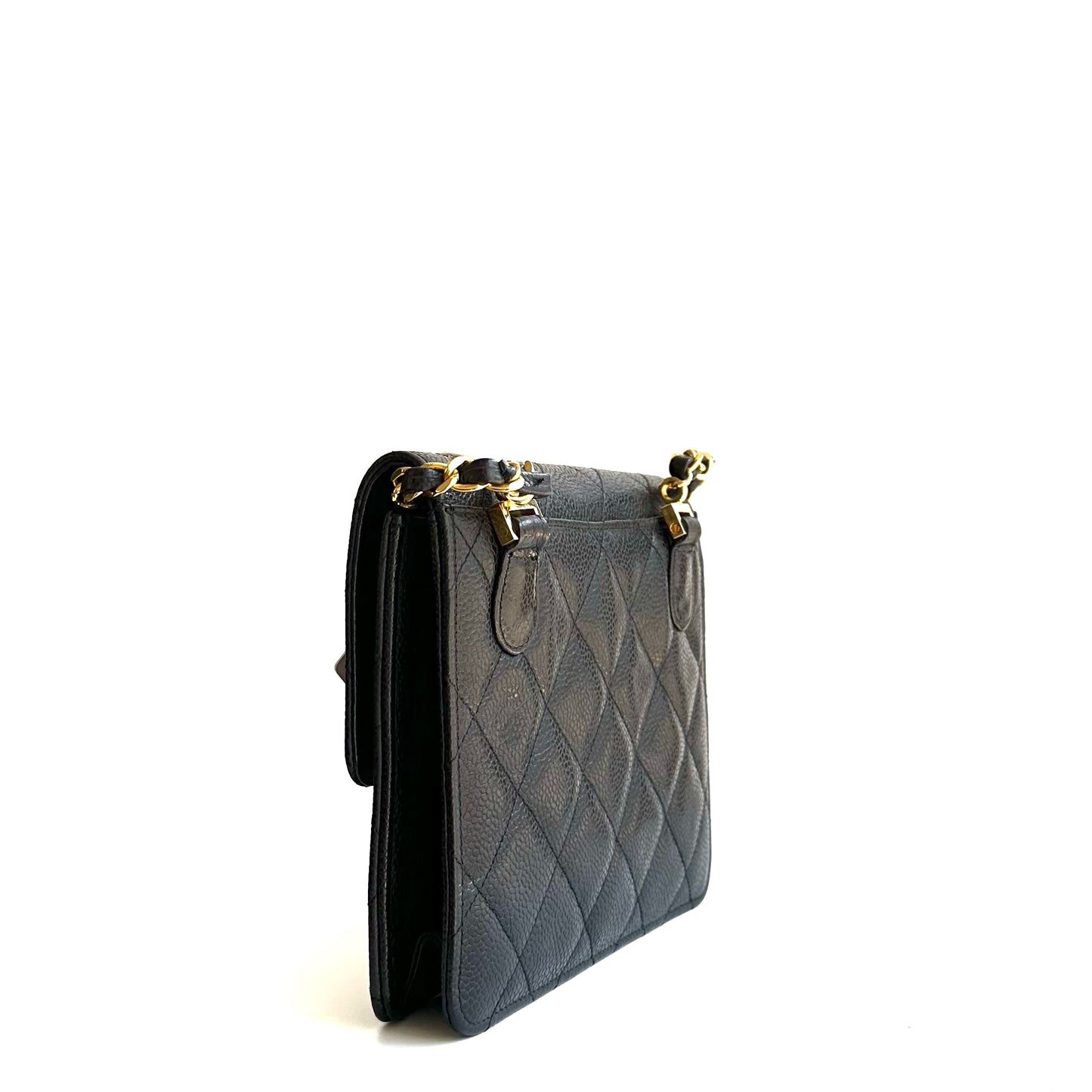 Paris, 2 Series Chain Black Caviar Mini with seal and card
