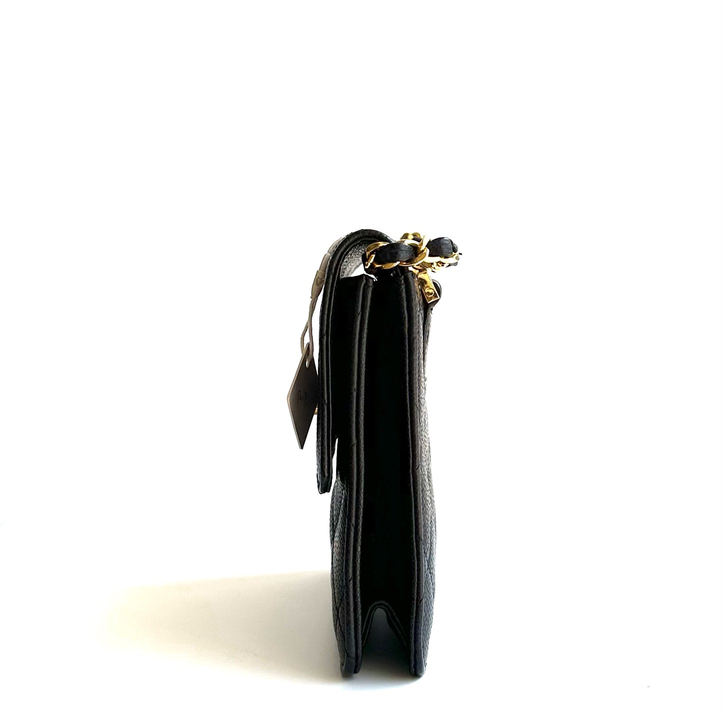 Paris, 2 Series Chain Black Caviar Mini with seal and card