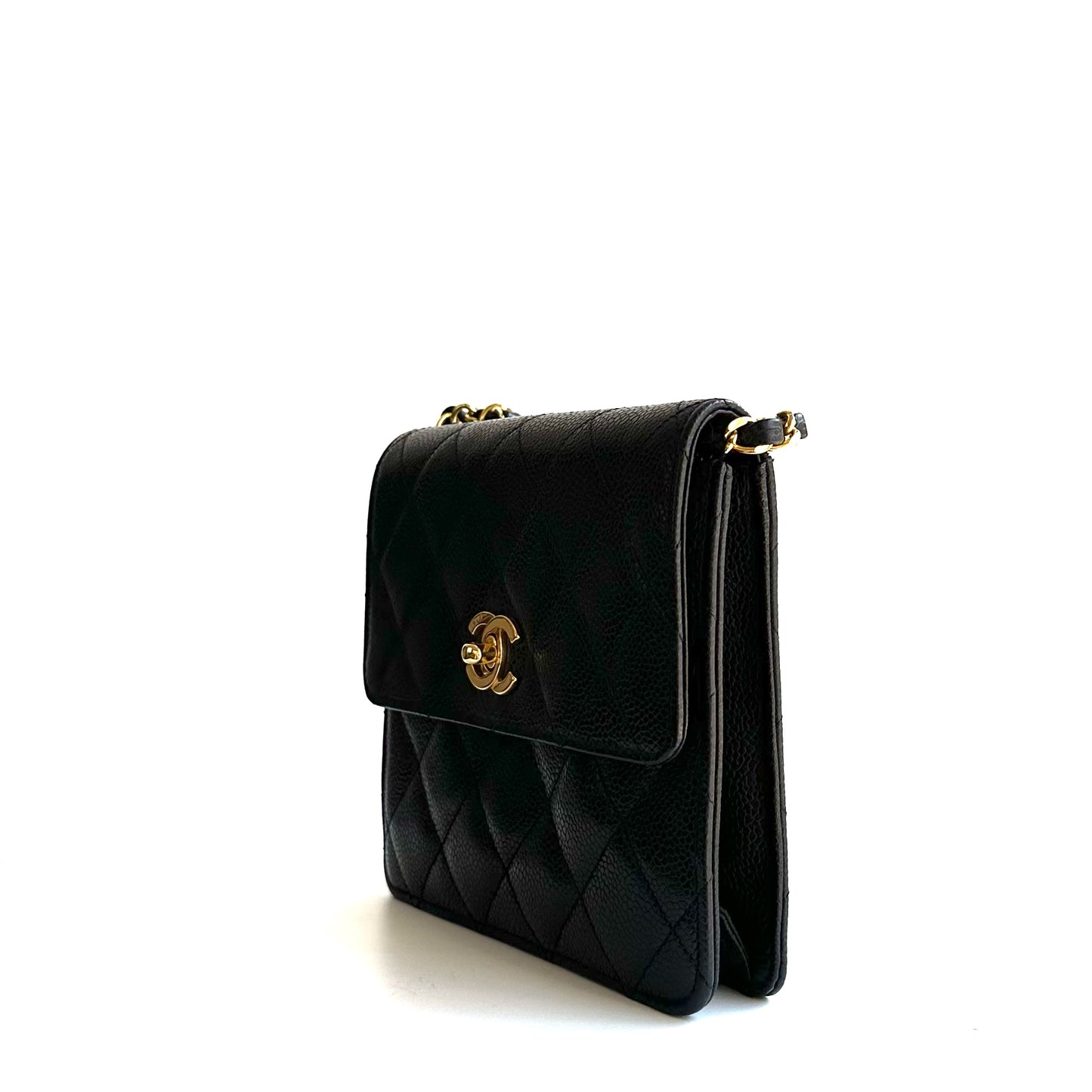 Paris, 2 Series Chain Black Caviar Mini with seal and card