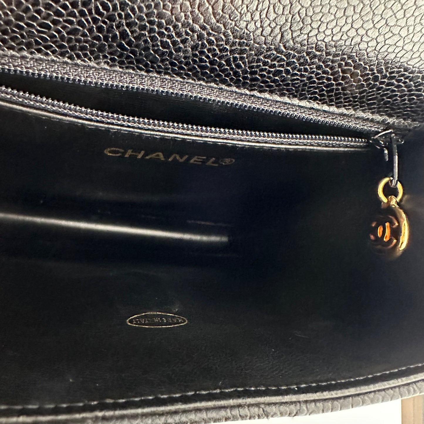 Paris, 2 Series Chain Black Caviar Mini with seal and card