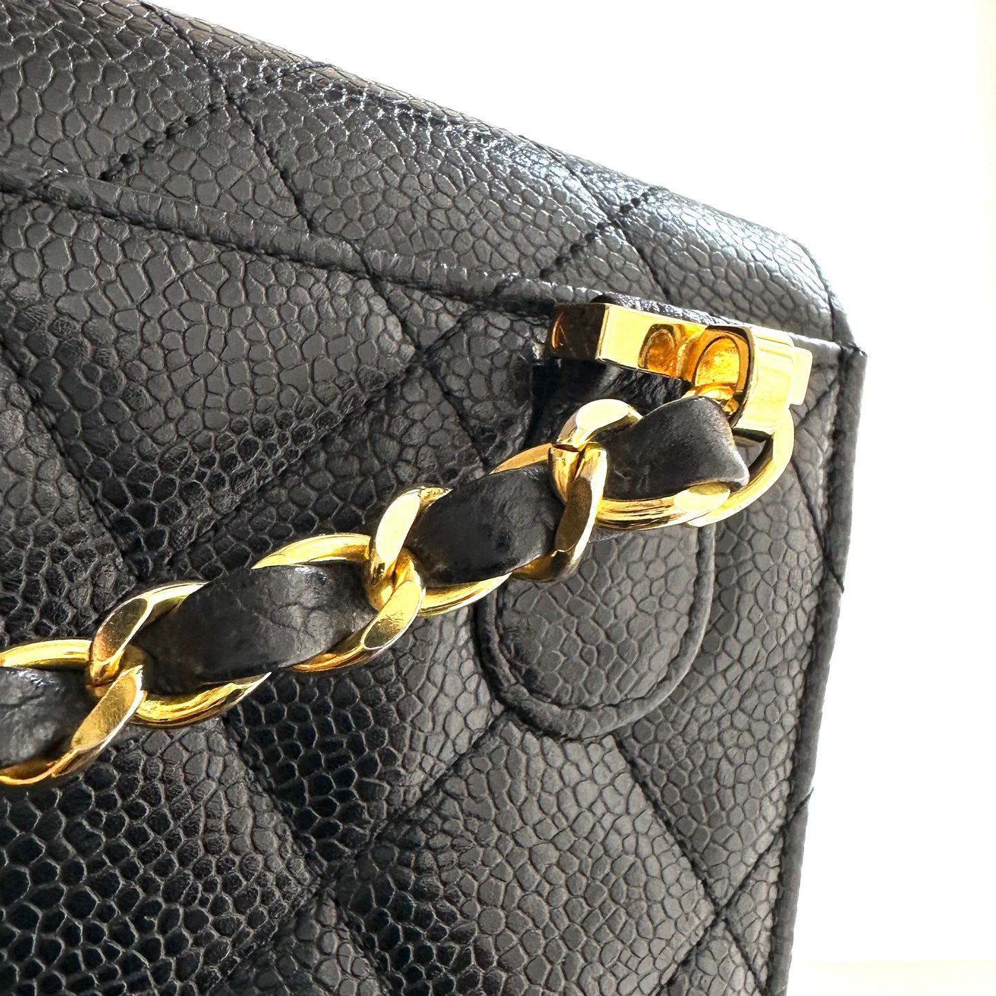 Paris, 2 Series Chain Black Caviar Mini with seal and card