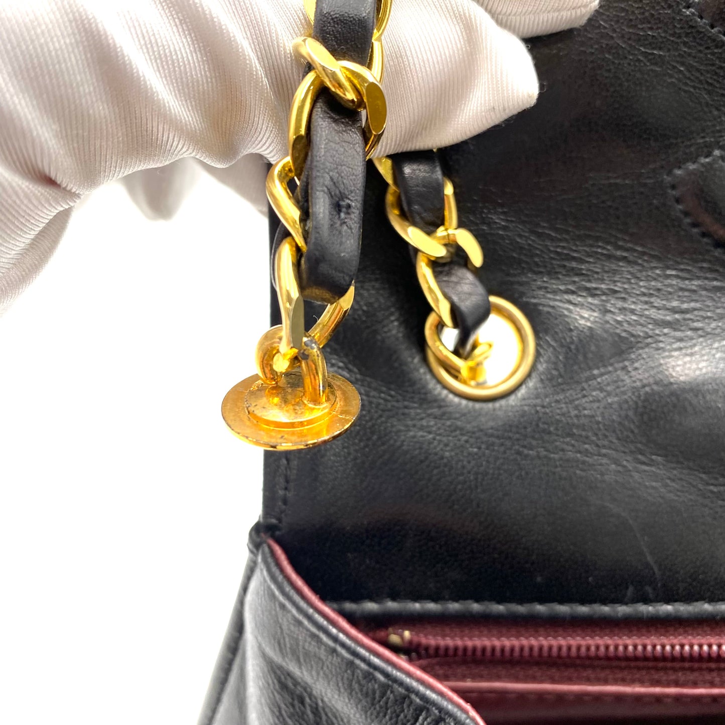 [SPRING SALE] Cortez, 1 series horizontal wave stitch trapezoid black lambskin with seal