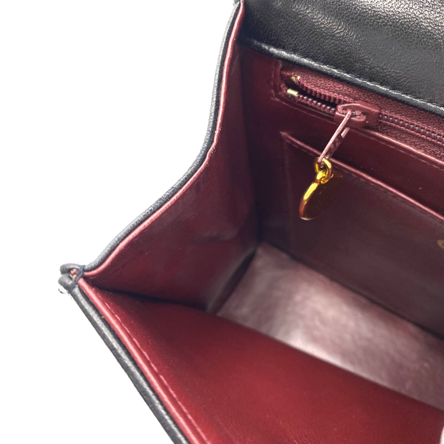 [SPRING SALE] Cortez, 1 series horizontal wave stitch trapezoid black lambskin with seal