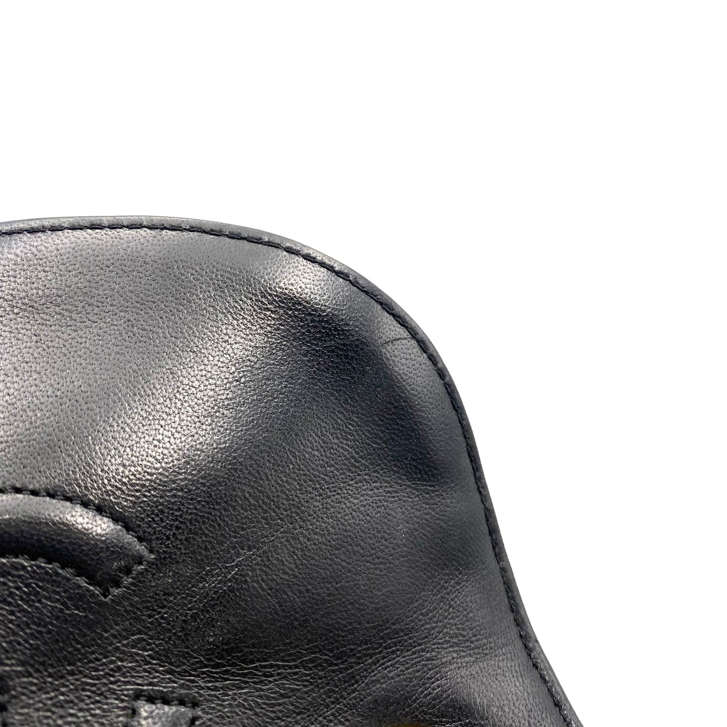 [SPRING SALE] Cortez, 1 series horizontal wave stitch trapezoid black lambskin with seal