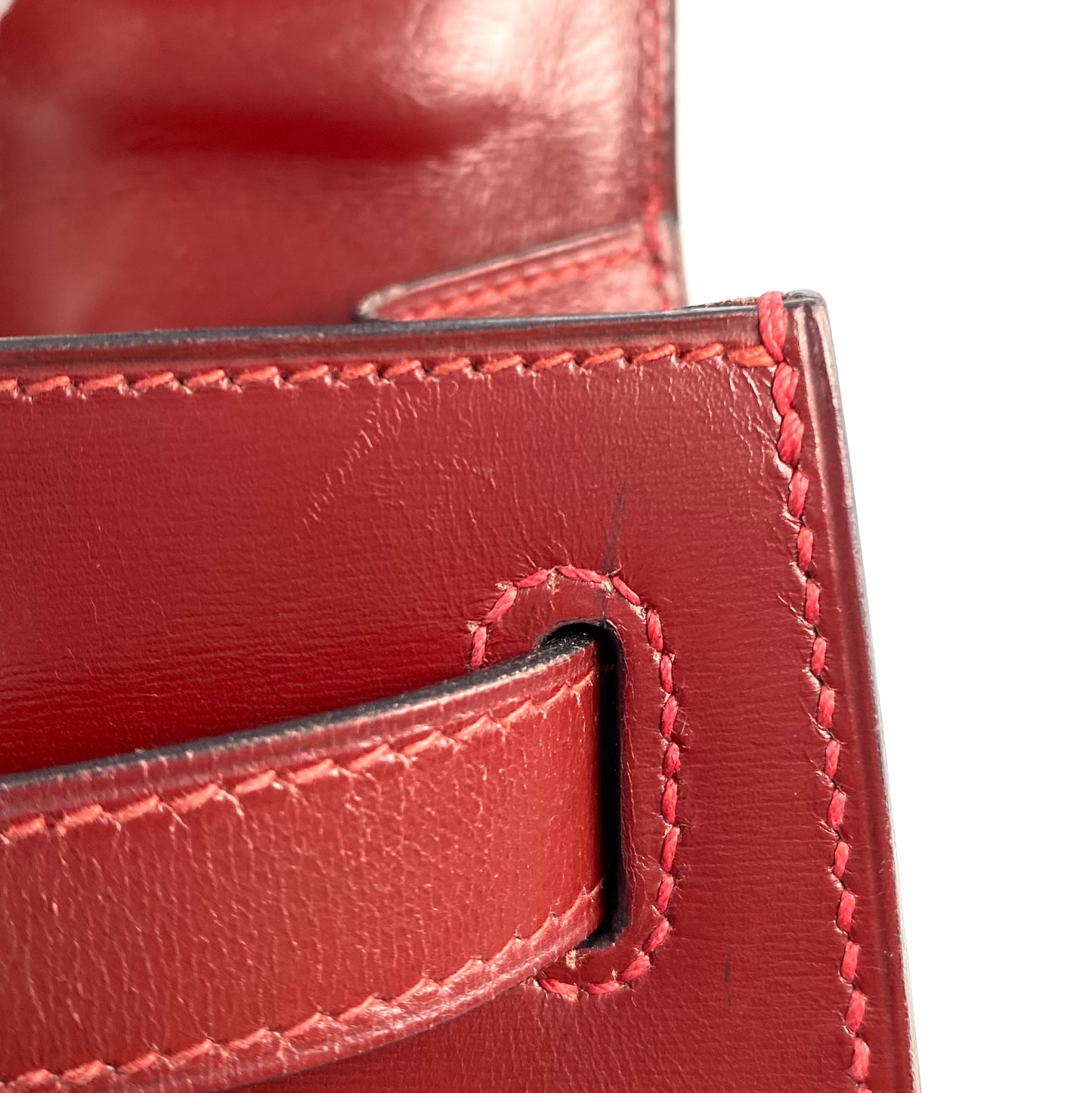 Alez, 1988 Kelly 28 Sellier Rouge H Boxcalf Gold Hardware with stamp 〇R