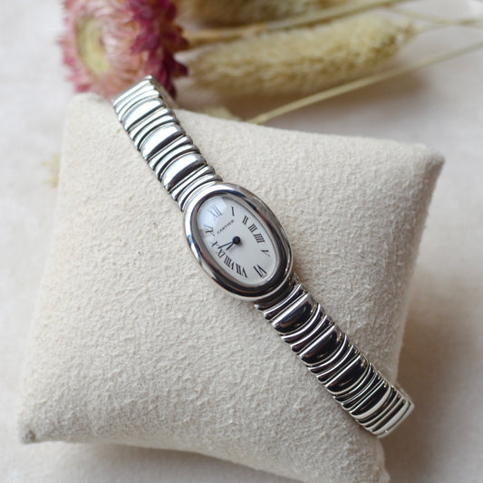 Vintage mini Cartier Baignoire in white gold WG Mini from 2005