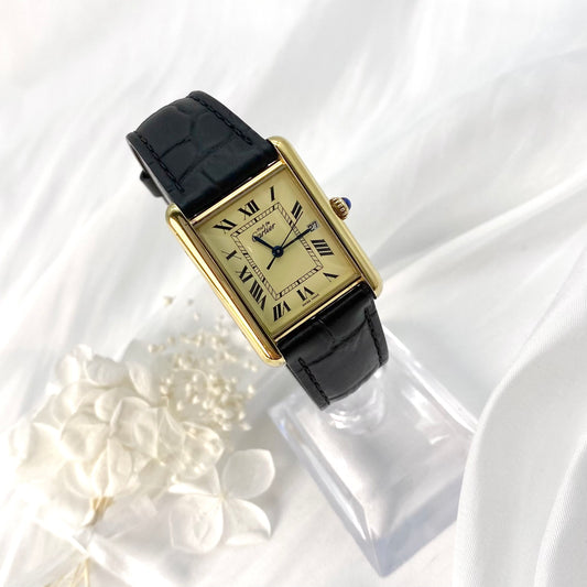 [SPRING SALE] Priscill, Cartier Must Tank Lemon Dial with Date Window LM