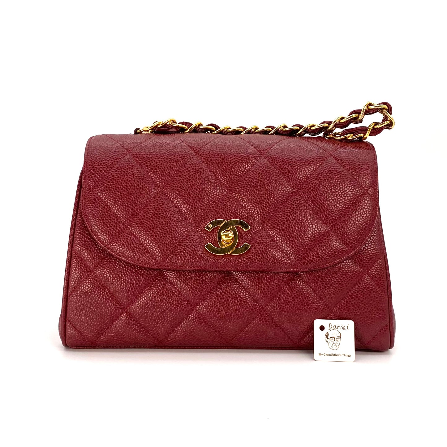 Dariel, 3 Series Matelasse Bordeaux Caviar Gold Hardware wit seal only