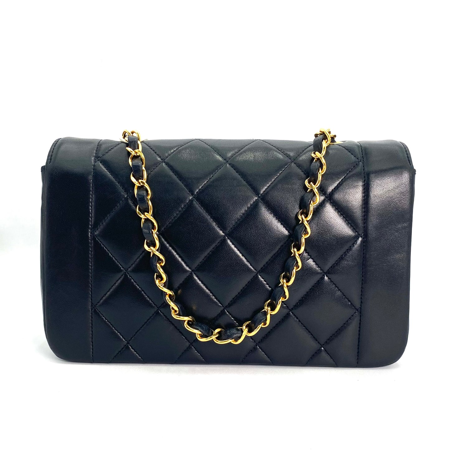 Paul Sr, 2 series small black lambskin diana with seal and card