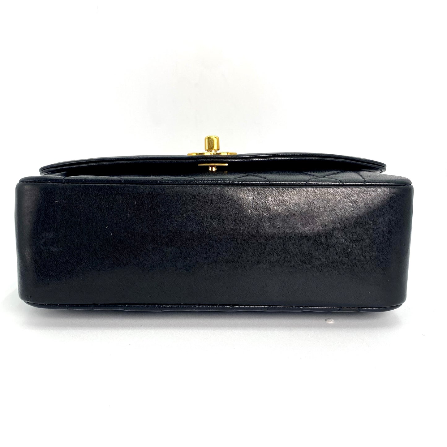 Miranda Sr, Vintage Authentic Chanel 2 series small black lambskin diana with seal only