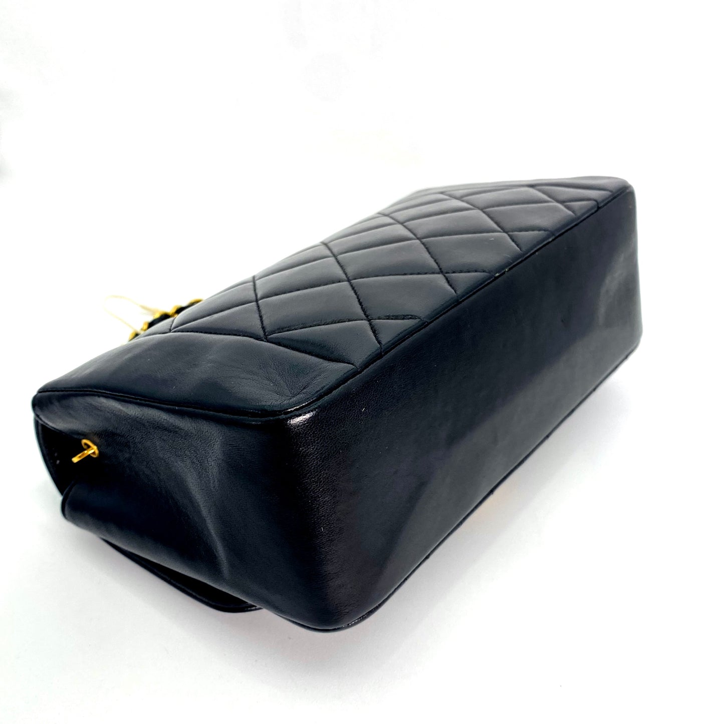 Miranda Sr, Vintage Authentic Chanel 2 series small black lambskin diana with seal only