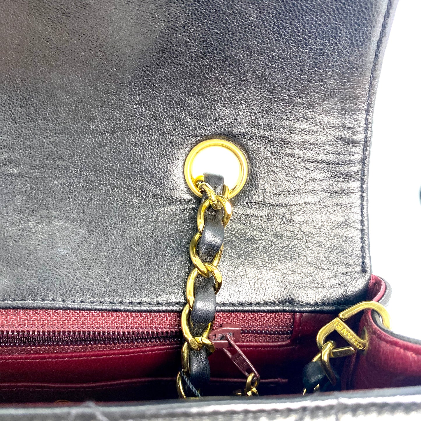 Miranda Sr, Vintage Authentic Chanel 2 series small black lambskin diana with seal only