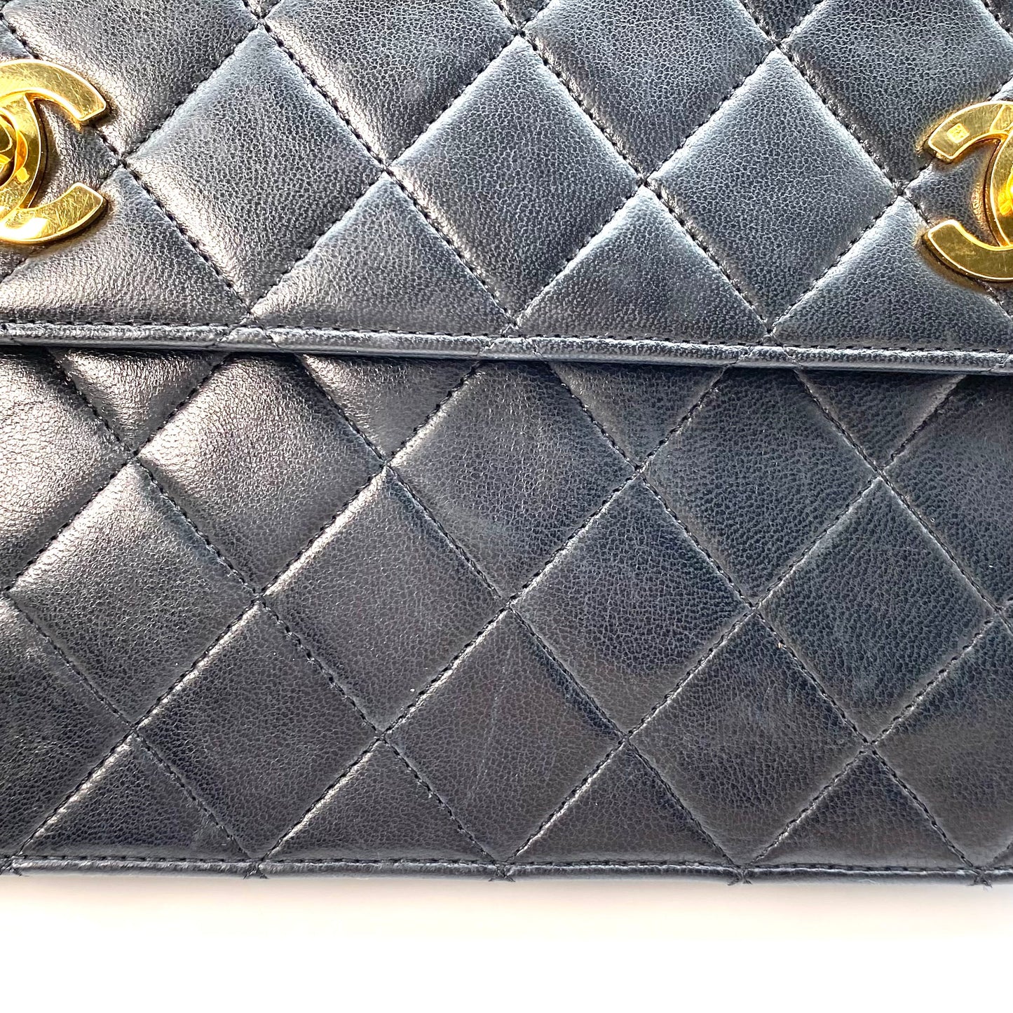 Lanny, 2 Series Double Turn Lock Black Lambskin Gold Hardware with seal only