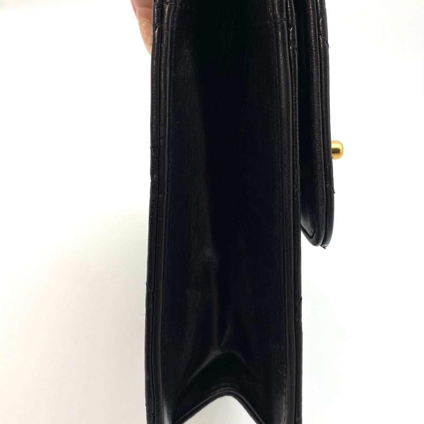 Lanny, 2 Series Double Turn Lock Black Lambskin Gold Hardware with seal only