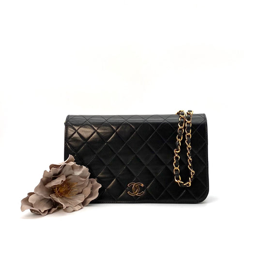 Via, 5 Series Small Full Flap Black Lambskin with seal and card