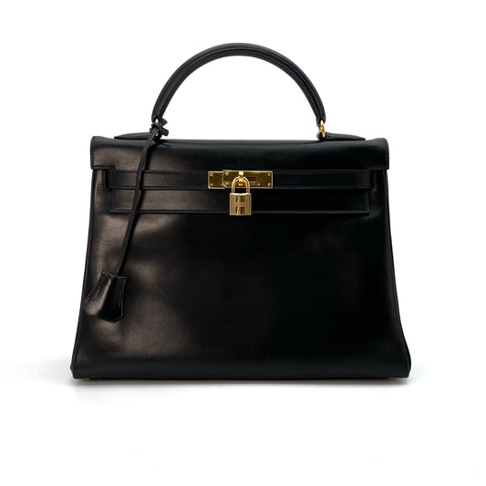 Edho, 1993 Kelly 32 Retourne Black Boxcalf with stamp 〇W