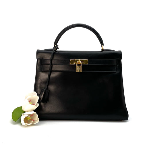 Edho, 1993 Kelly 32 Retourne Black Boxcalf with stamp 〇W