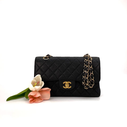 Drake, 8 Series Small Classic Flap Black Caviar with seal only
