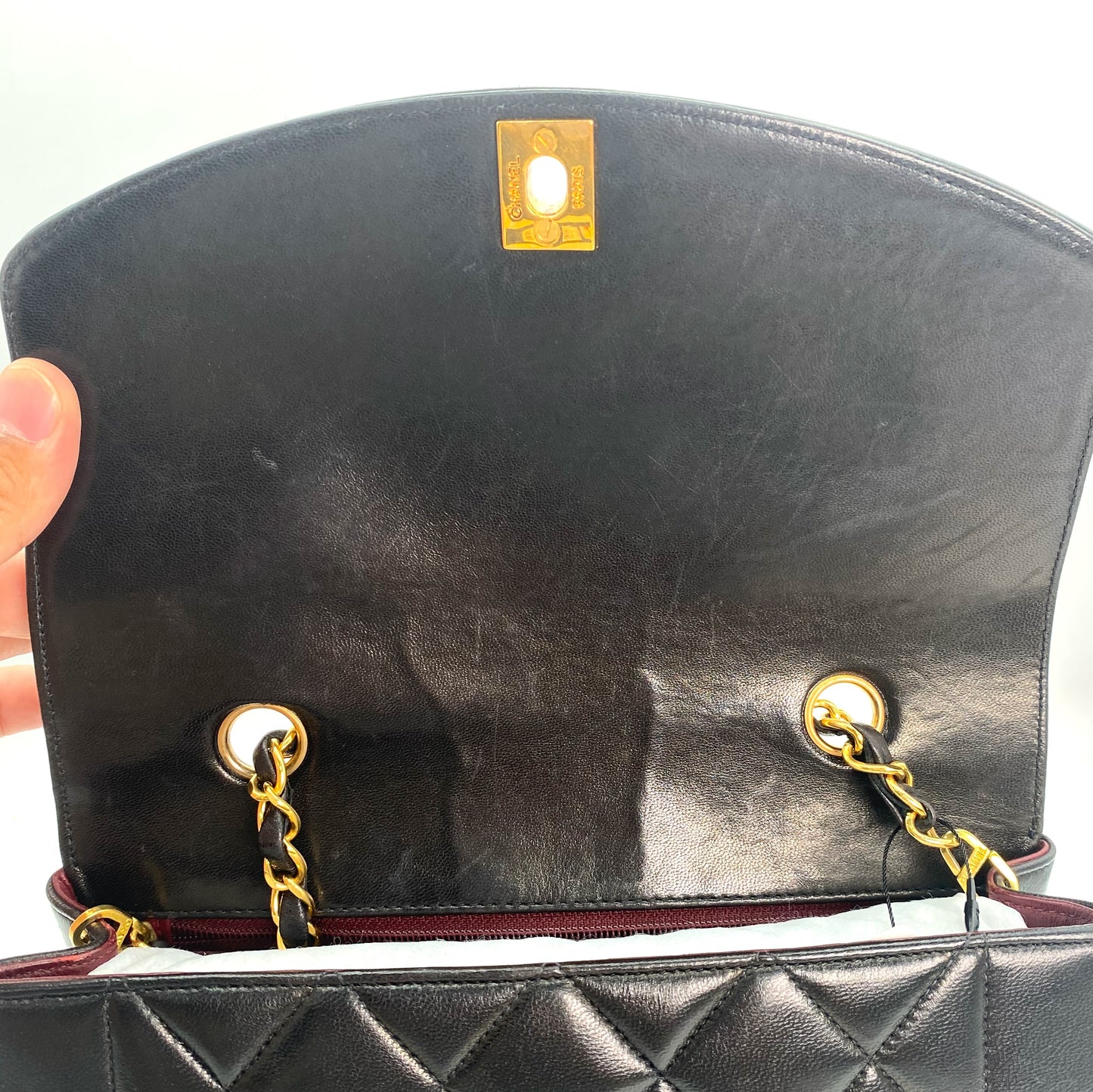 Enrique, 2 Series Small Black Lambskin Diana with seal and card