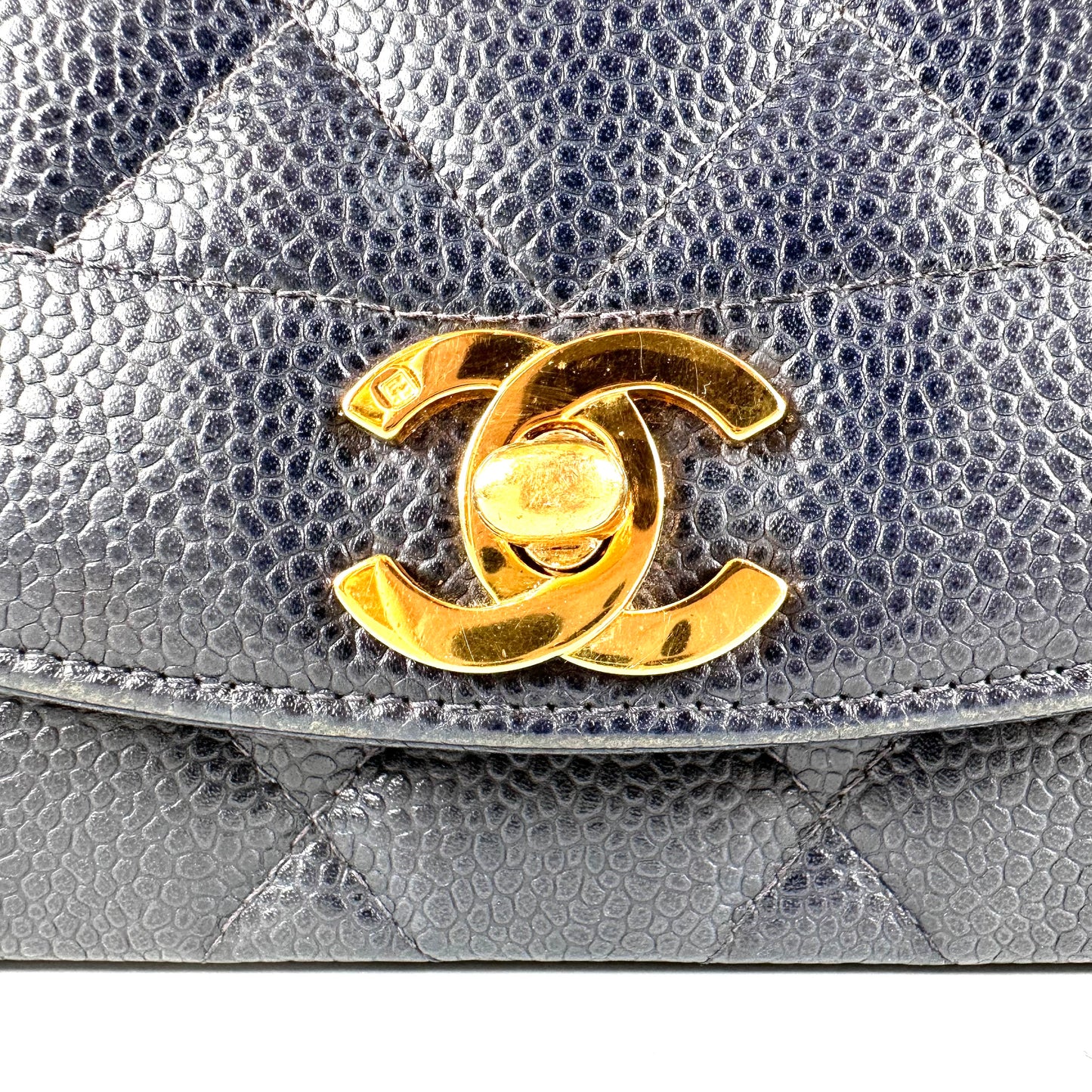 Petra, 2 Series Small Diana Navy Caviar with seal and card
